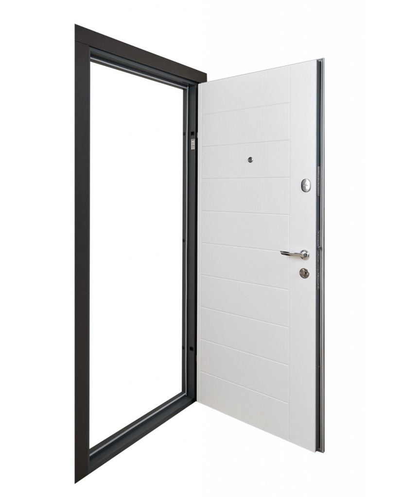 Вхідні двері модель Palermo (колір Ral 8019 + Біла) комплектація Classic Abwehr Steel Doors Expert (462)