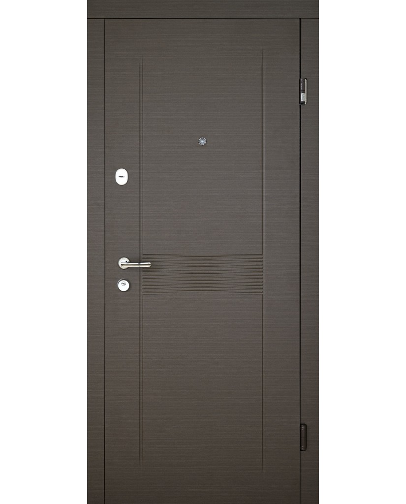Вхідні двері модель Britana (Колір Венге серый горизонт + Біла)комплектація Comfort Abwehr Steel Doors Expert (505)