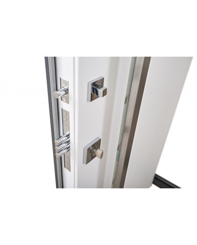 Вхідні Двері зі склом модель Leberty (Колір RAL 7016+Біла) комплектація Classic+ Abwehr Steel Doors Expert (492)
