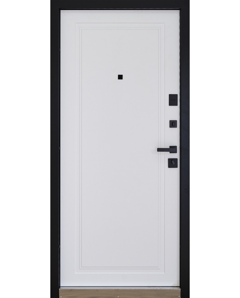 Вхідні двері модель Rain (Колір чорна шагрень + білий супермат)комплектація Megapolis MG3 Abwehr Steel Doors Expert (516)