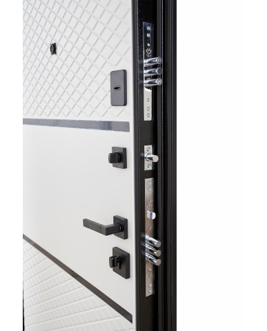 Вхідні двері модель Loriana (Колір чорна шагрень + білий)комплектація Megapolis MG3 Abwehr Steel Doors Expert (368)