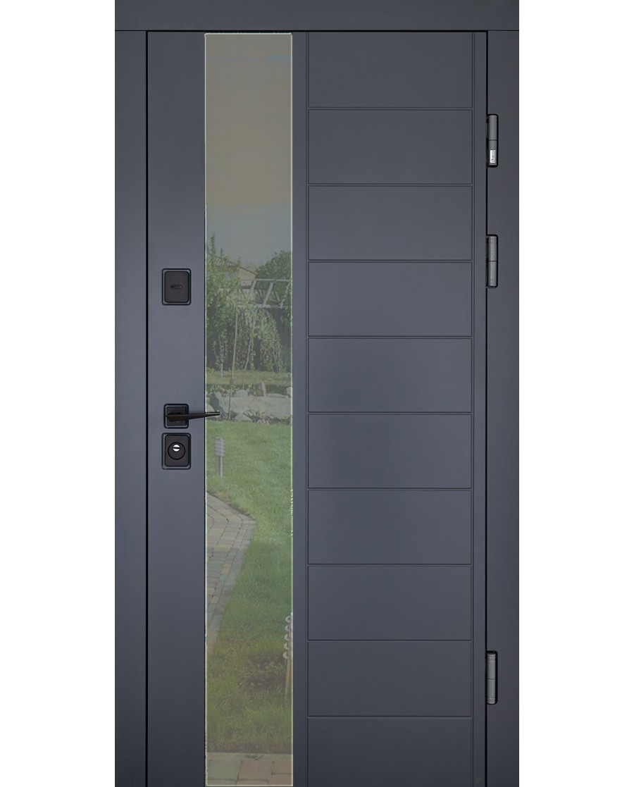 Вхідні двері з терморозривом модель Ufo (колір Ral 7016 + Антроцит) комплектація COTTAGE Abwehr Steel Doors Expert (367)