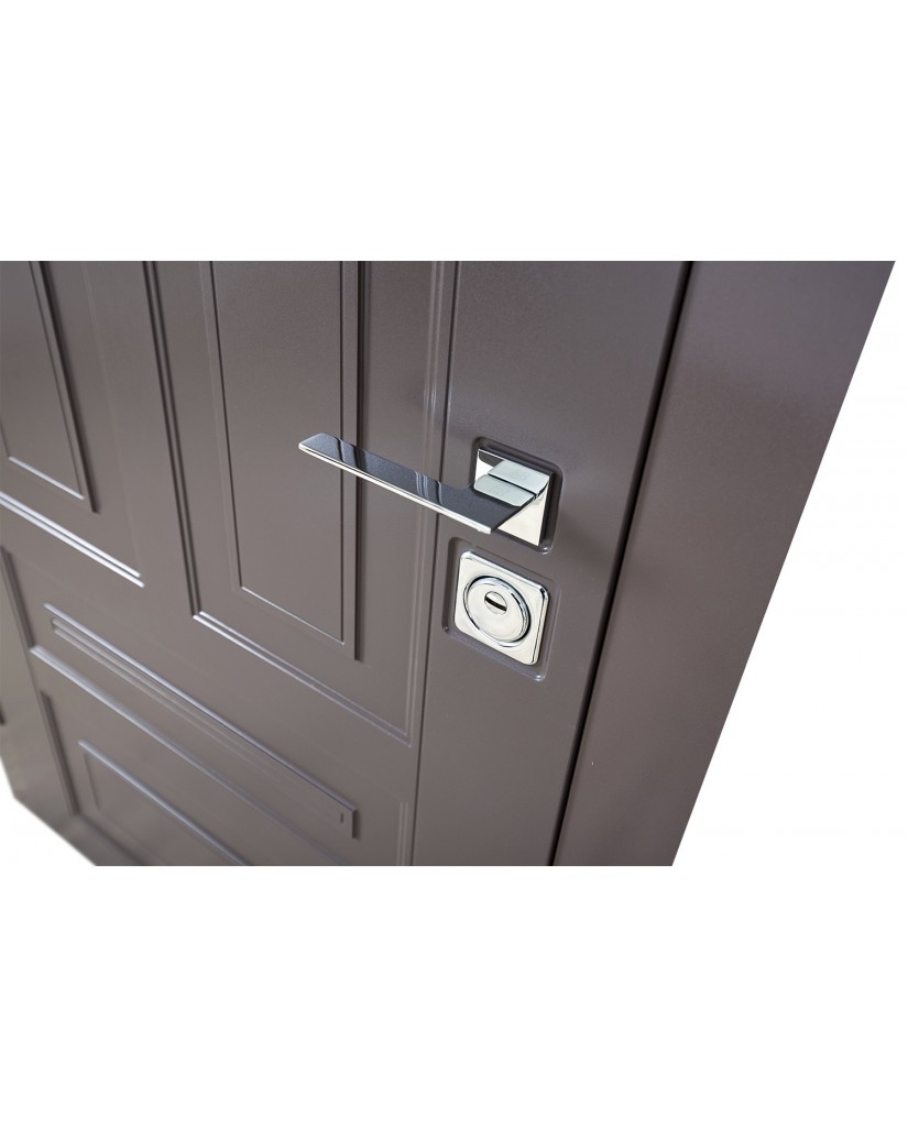 Вхідні двері з терморозривом модель Country (Колір RAL 8019 + Сосна Прованс)комплектація COTTAGE Abwehr Steel Doors Expert (501)